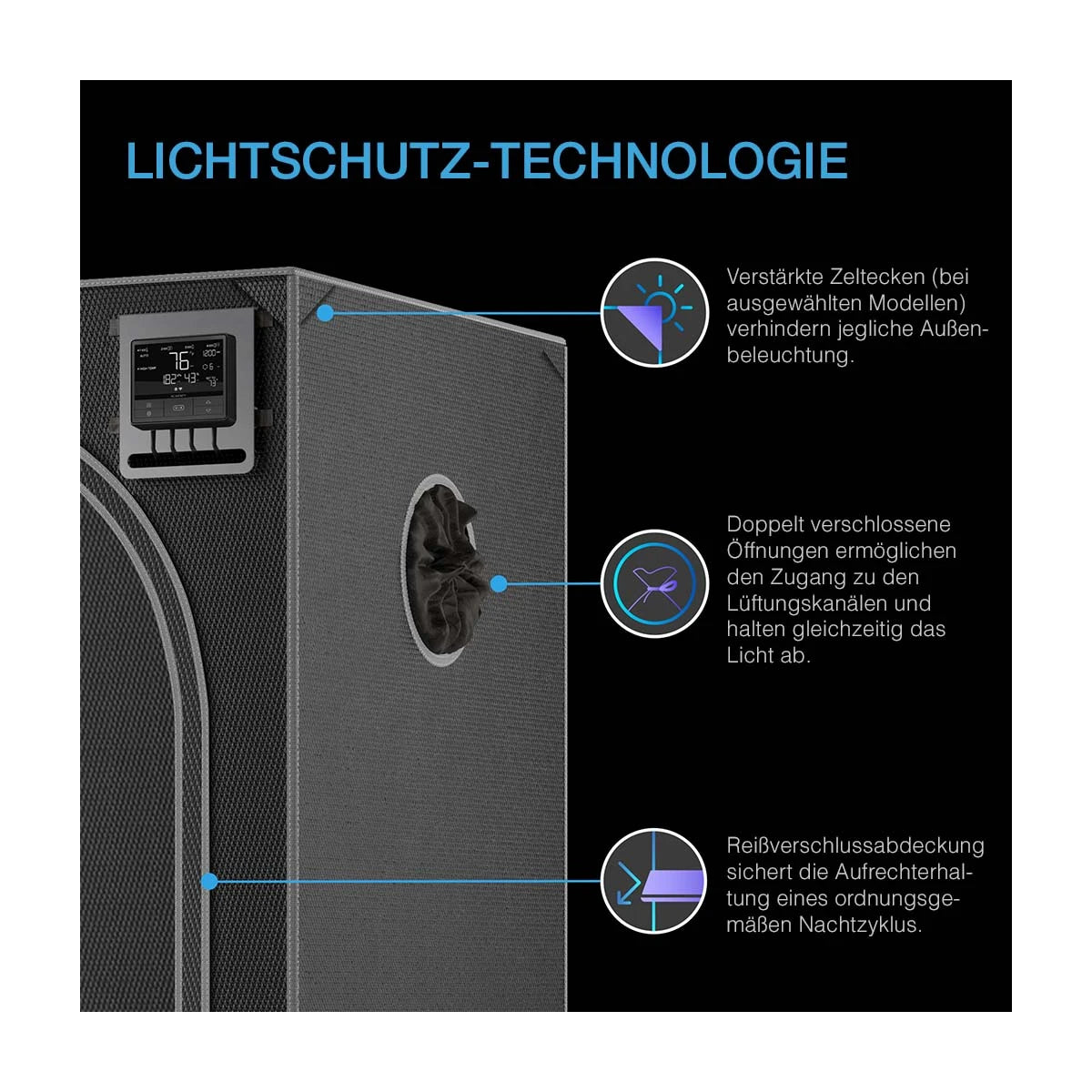 AC Infinity Grow Zelt 120 x 120 x 200 cm, 2000D Diamant Mylar Gewebe
