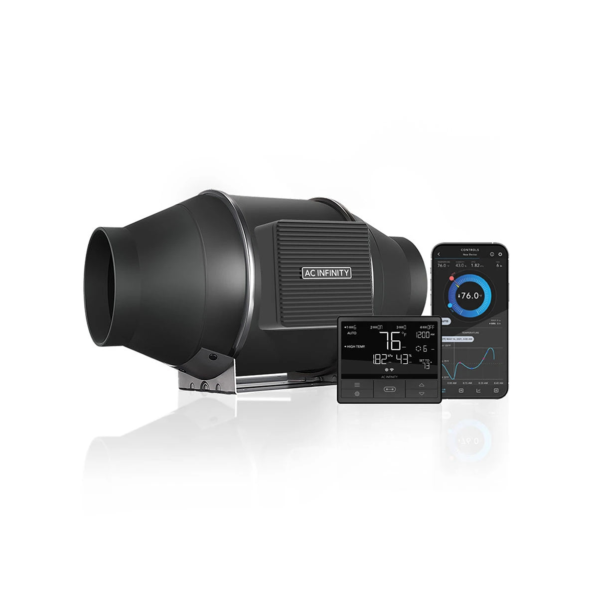 AC Infinity CLOUDLINE PRO T4, leises Inline-Lüftersystem mit Temperatur- und Feuchtigkeitssteuerung, 100 mm