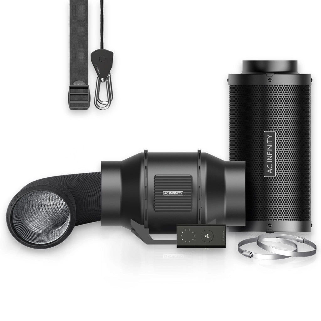 Luftfilter-Set 150 mm, Inline-Rohrventilator, Drehzahlregler & Aktivkohlefilter